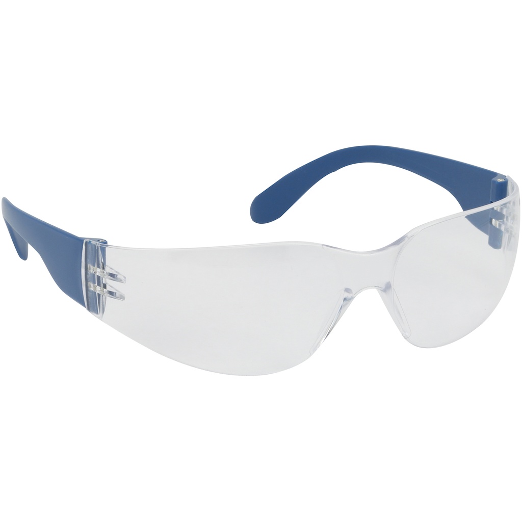 Bouton® Optical Zenon Z12™ Rimless Safety Glasses with Blue Metal Detectable Temple, Clear Lens and Anti-Scratch / Fogless® 3Sixty™ Coating