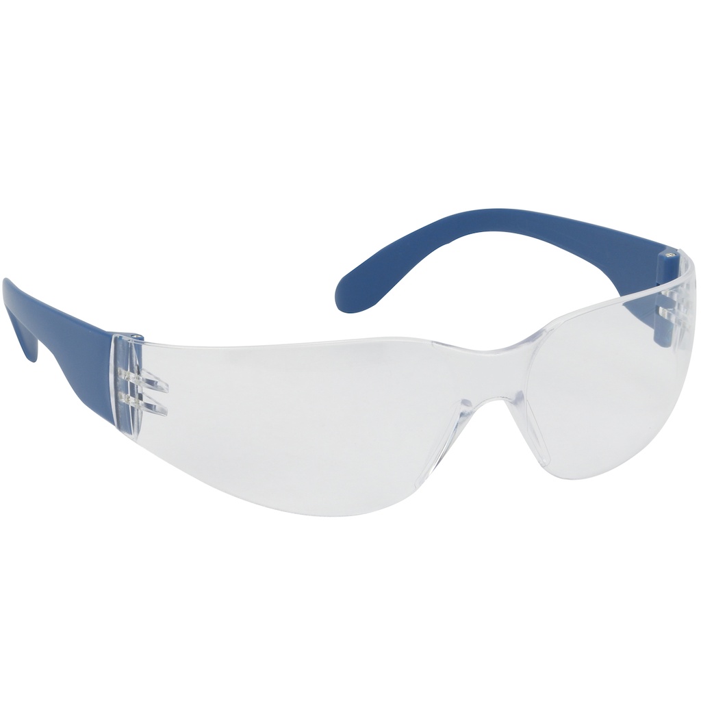 Bouton® Optical Zenon Z12™ Rimless Safety Glasses with Blue Metal Detectable Temple, Clear Lens and Anti-Scratch / Anti-Fog Coating