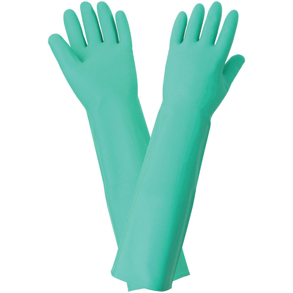 [A-522] FrogWear® Extra-Long Heavy-weight 22-Mil Green Nitrile Unsupported Gloves