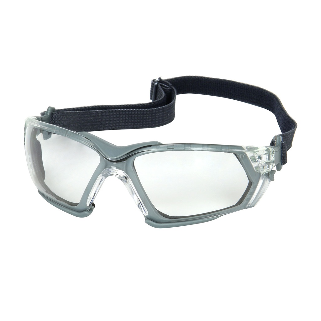 Bouton® Optical Fortify™ Rimless Safety Glasses with Gray Frame, Clear Lens, Foam Padding and Anti-Scratch / FogLess® 3Sixty™ Coating