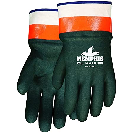 MCR Safety Oil Hauler Double Dipped Green PVC Work Gloves Soft Jersey Lining Protective Safety Cuff