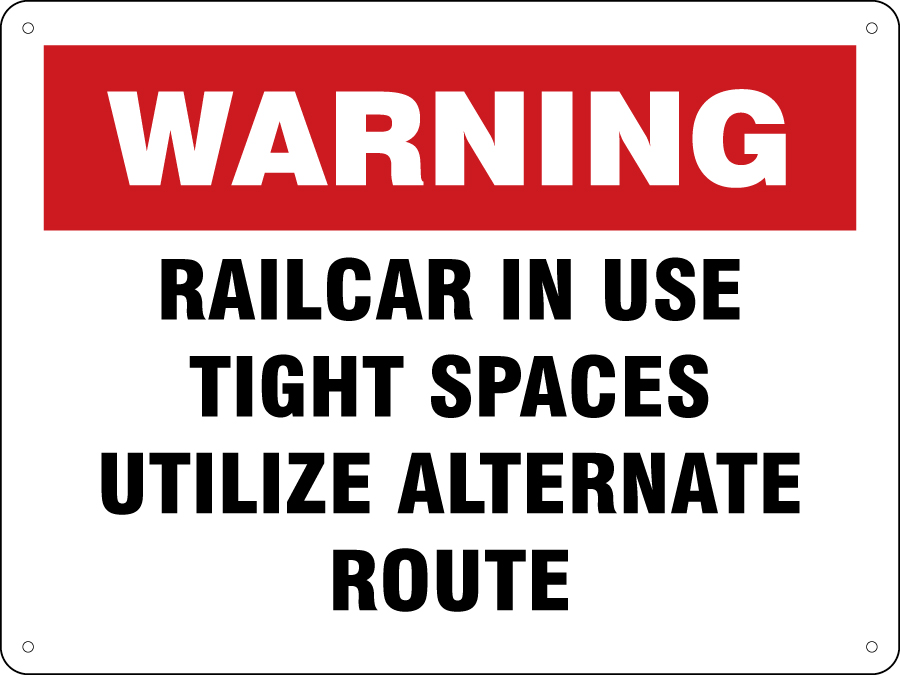 Custom Sign Black on White Aluminum 12 H X 16W "RAILCAR IN USE"