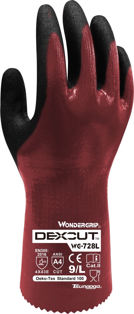 [A-6630CR] Wonder Grip® WG-728L Dexcut® Triple Nitrile Coated Glove, ANSI A4 Cut Resistance