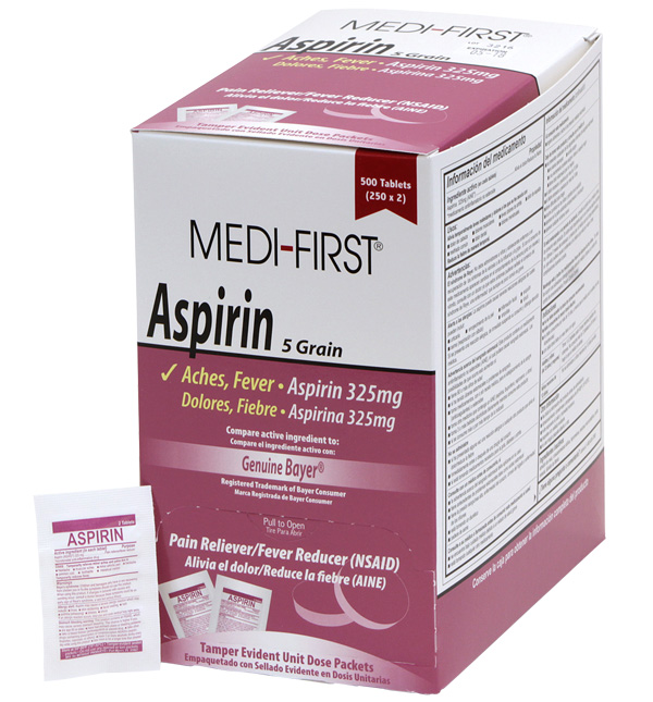 Aspirin 325mg Tablets, 125x2/Box