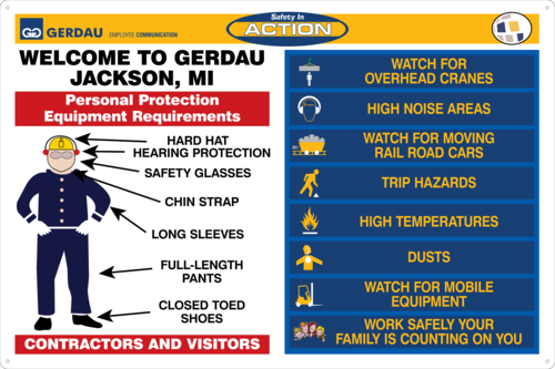 Custom Sign 48 H X 72 W Rectangle Horizontal/Landscape Full on White, Aluminum "WELCOME TO GERDAU"