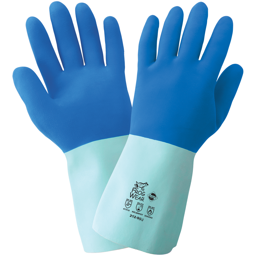[A-GG-212] FrogWear® Supported Cotton-Lined Blue Flexible Natural Rubber Latex Gloves
