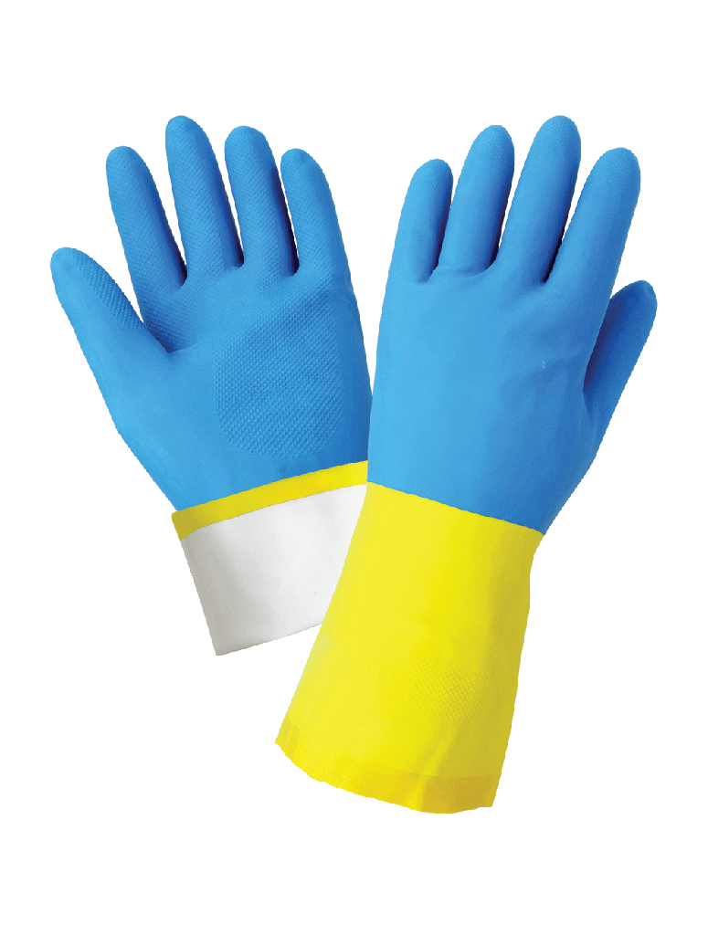 Flock-Lined 28-Mil Yellow Rubber Latex Unsupported Glove