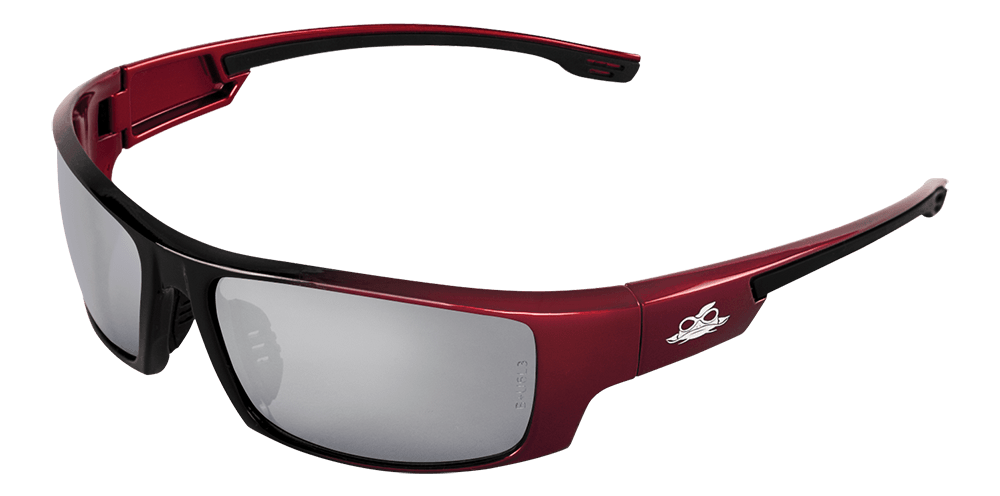 Bullhead Dorado Safety Glass, Silver Mirror Lens, Red Frame