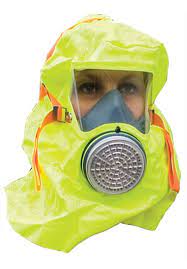 MSA S-Cap Fire Escape Hood, Hi-Viz Hood, Adjustable head harness with cotton neck seal, One time use, Wall mount box included
