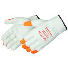Glove, Cowhide Driver w/Fluorescent Orange Fingertips, 3X