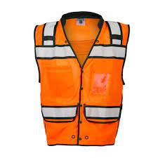 Class 2 Orange Performance Surveyors Vest with Snaps