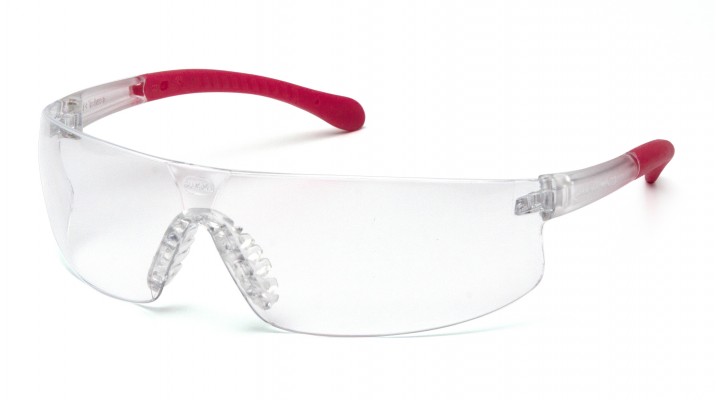 Provoq Safety Glass, Clear Lens with Pink Rubber Temples, Anti-Fog