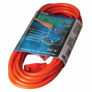 Vinyl Extension Cord, 25 ft, 1 Outlet, Orange