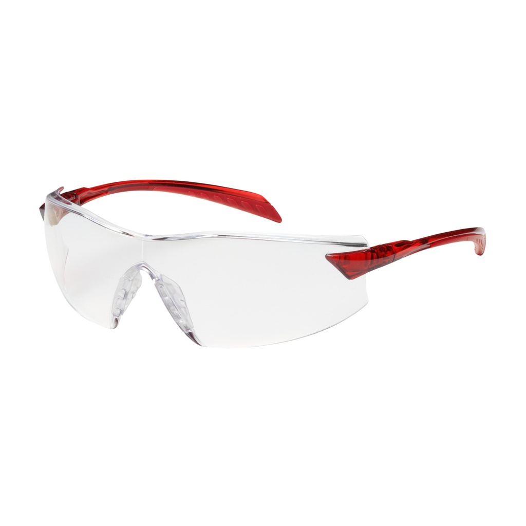 Bouton® Optical Radar™ Rimless Safety Glasses with Red Temple, Clear Lens and Anti-Scratch / Anti-Fog Coating