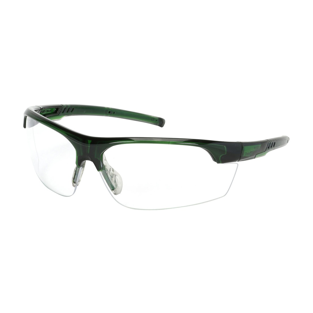 Bouton® Optical Xtricate-C™ Semi-Rimless Safety Glasses with Green Frame, Clear Lens and FogLess® 3Sixty™ Coating