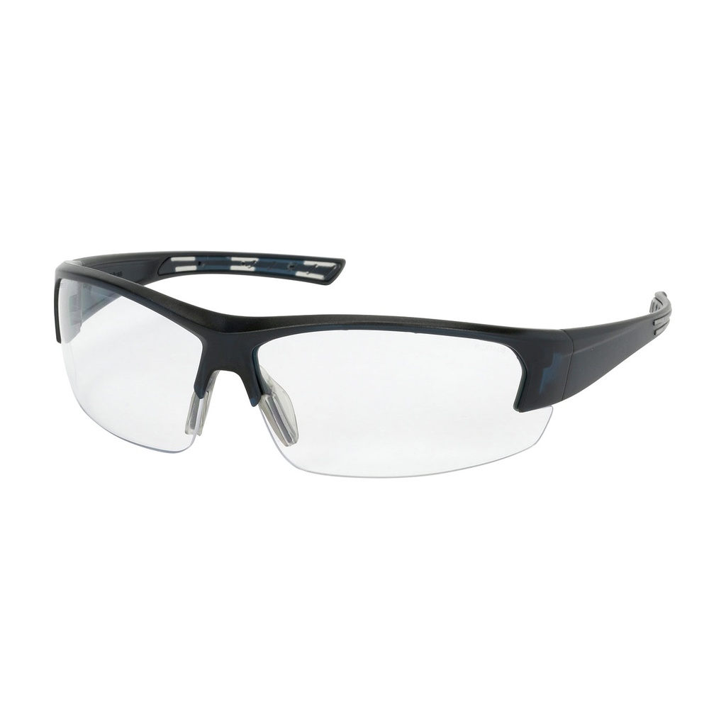 Bouton® Optical Xtricate™ Semi-Rimless Safety Glasses with Dark Blue Frame, Clear Lens and FogLess® 3Sixty™ Coating