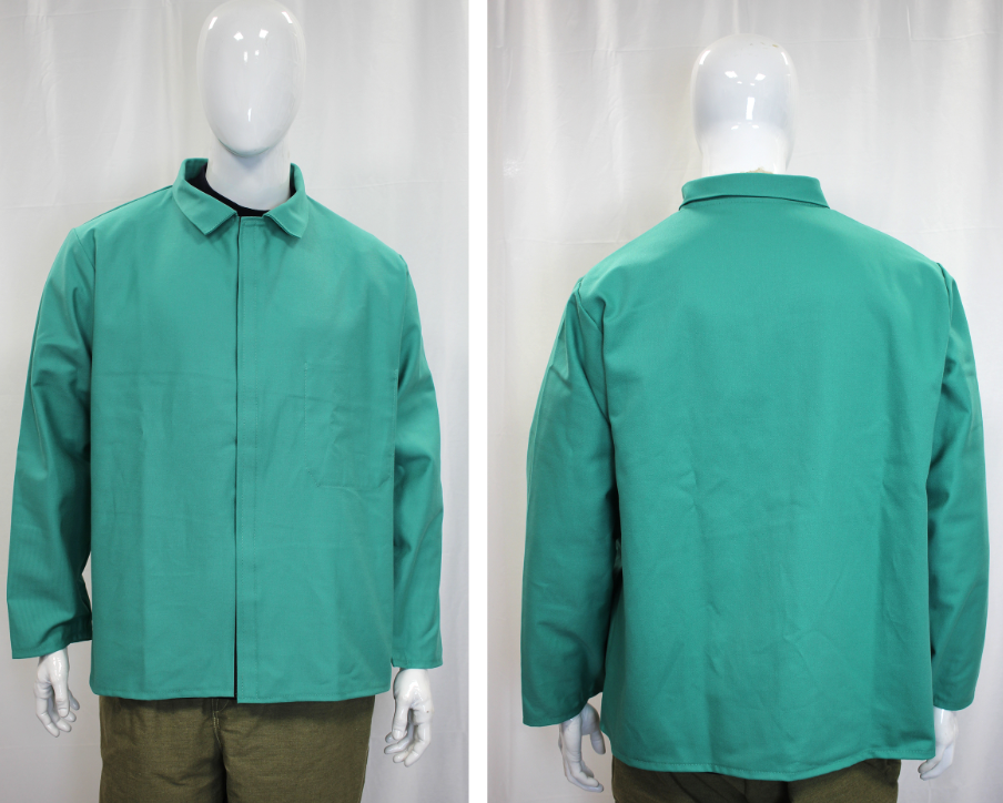 [SA-02-FS530VC] 9 Oz Green FR Welding Jacket, Velcro Closure