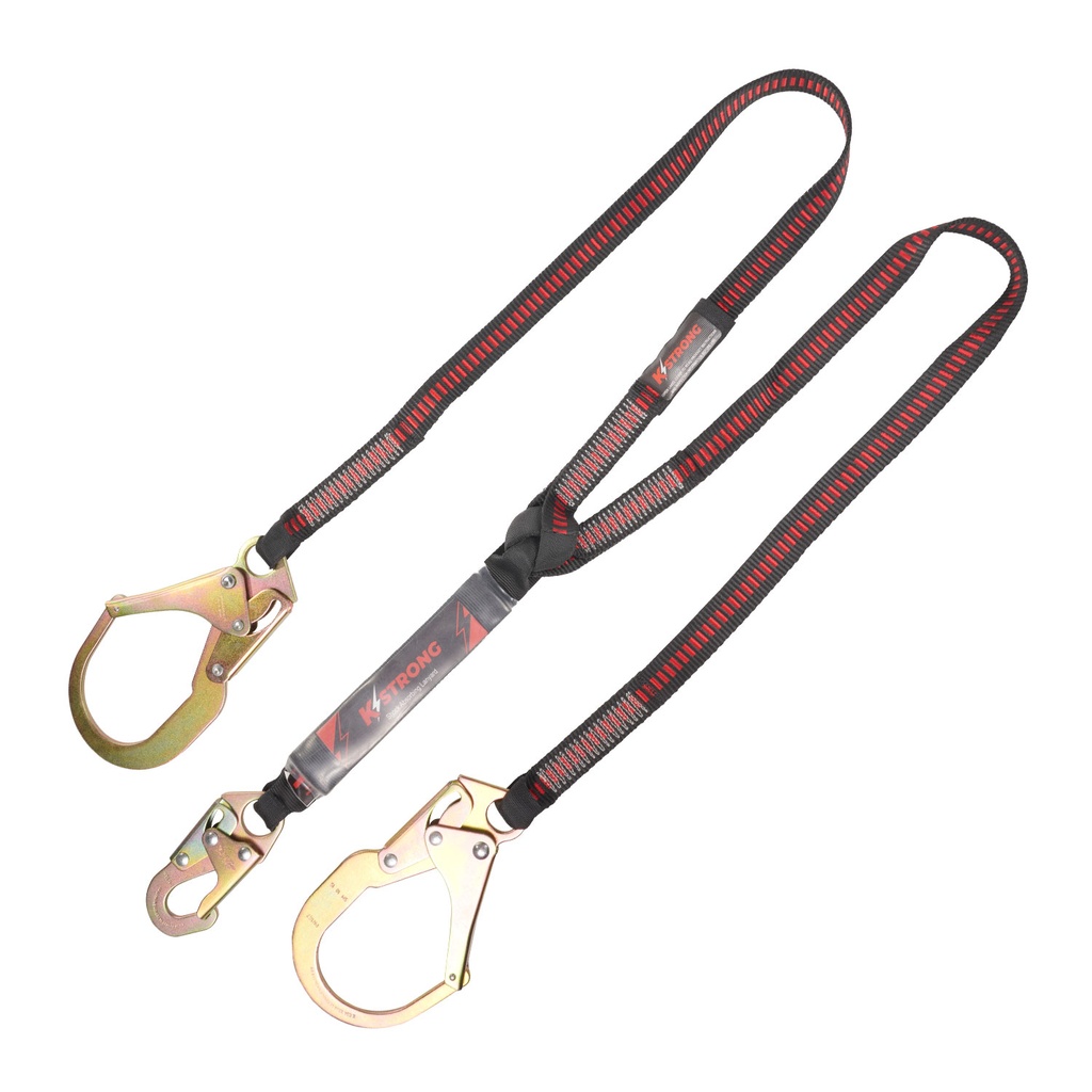 [FP-UFL201131] 6' Clear Pack SAL Twin leg 100% tie-off with snap hook and 2 rebar hooks
