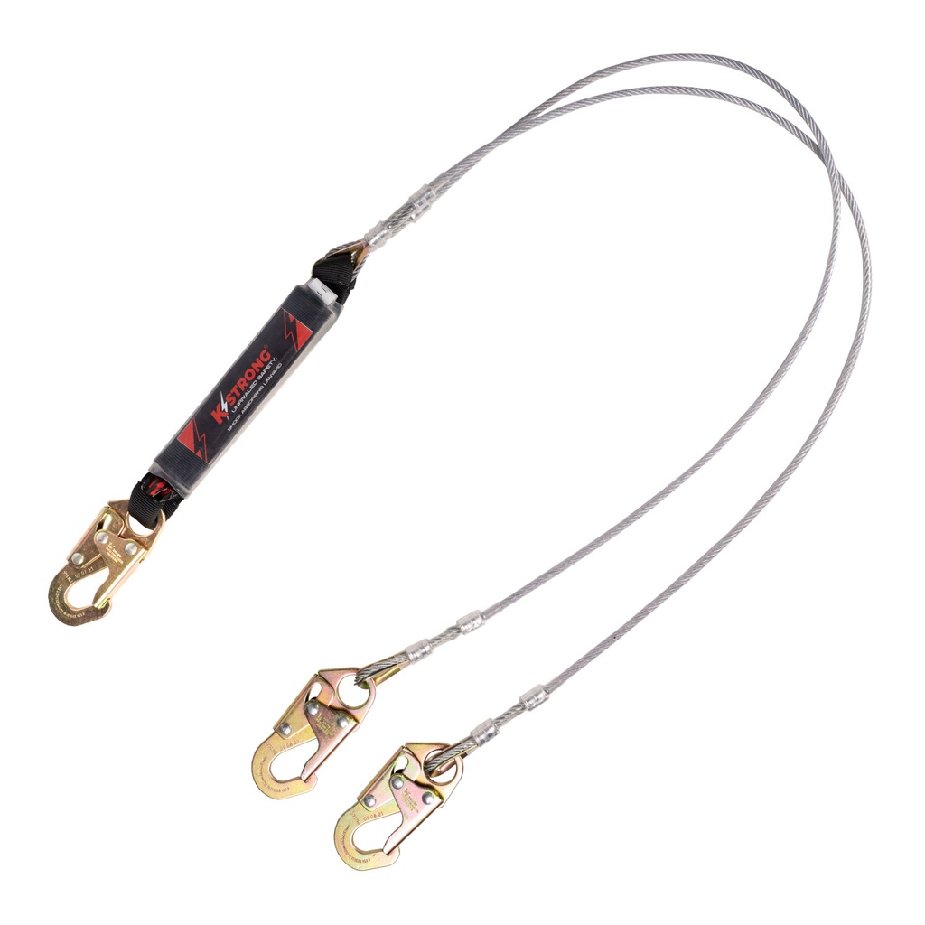 [FP-UFL201621] 6' Clear Pack SAL Wire Cable Leading Edge (LE) rated Twin leg 100% tie-off with snap hooks.