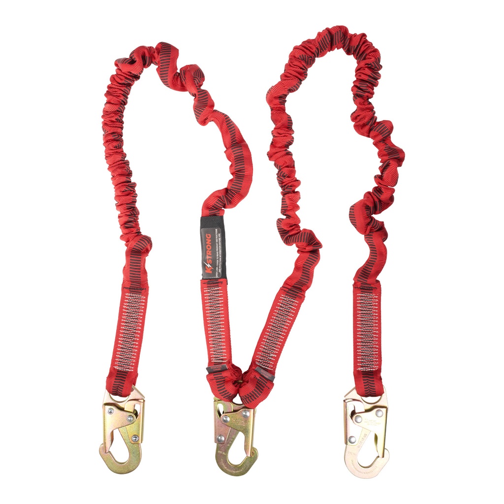 [FP-UFL206121] 4.5 - 6 ft. Elasticated SAL Twin leg 100% tie-off with 3 snap hooks
