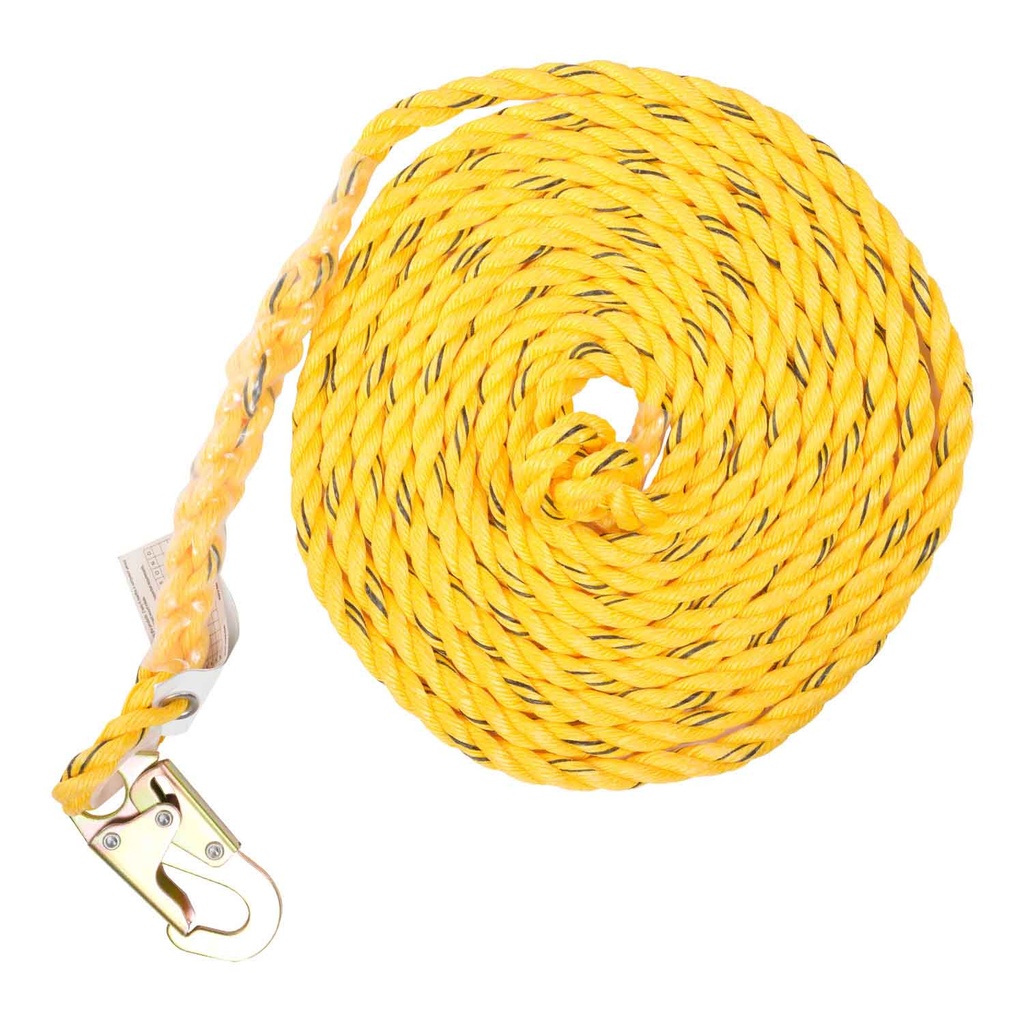 [FP-UFR100025] 25' Vertical polysteel rope lifeline, snap hook on anchor end, other end cut and taped