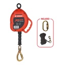 [FP-UFS310130] 30' Galvanized Steel Cable SRL, swivel eye at anchorage end, other end load indicator swivel carabiner. Includes installation carabiner and tagline