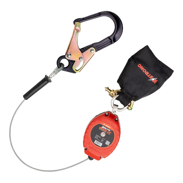[FP-UFS316106L] KStrong® BRUTE™ Backer™LE 8.5 ft. Cable SRL with aluminum swivel rebar hook at anchorage end, other end dorsal connector shock pack assembly (ANSI)