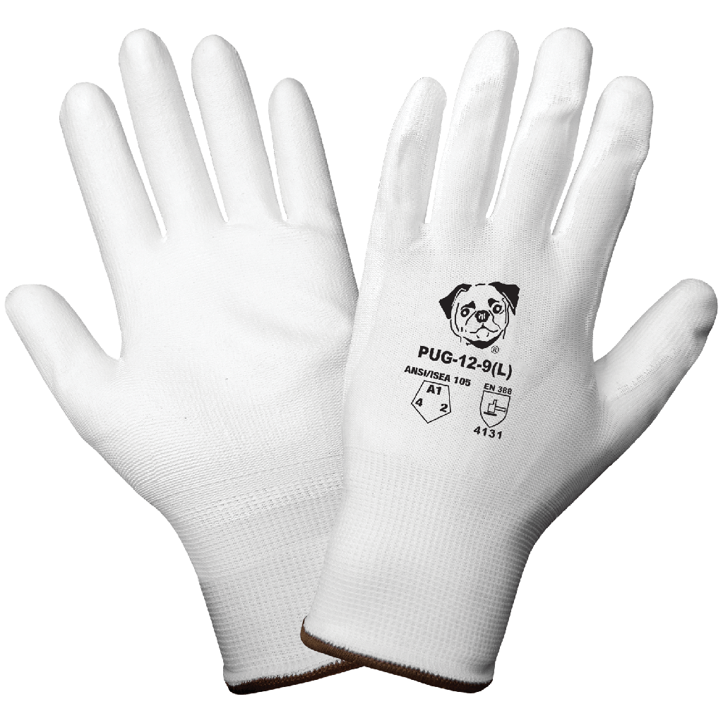 [A-PUG-12] PUG™ White Lightweight Polyurethane Coated Anti-Static/Electrostatic Compliant Gloves with Cut, Abrasion, and Puncture Resistance