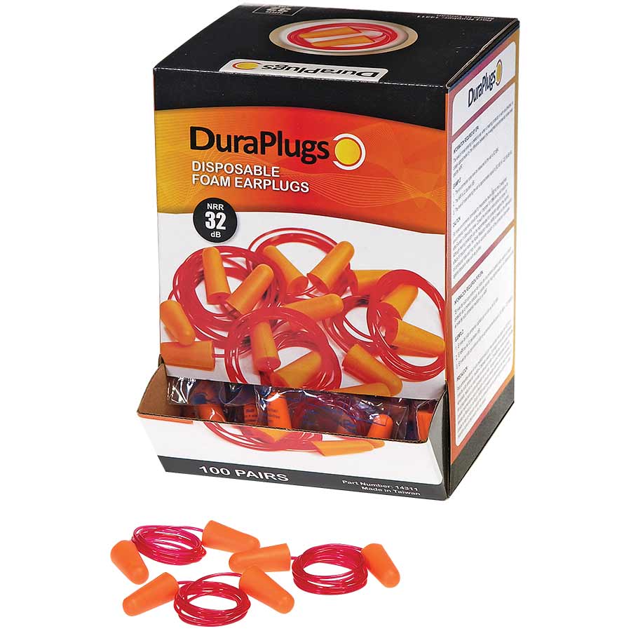 DURAPLUGS™ FOAM - CORDED, NRR=32,100/box