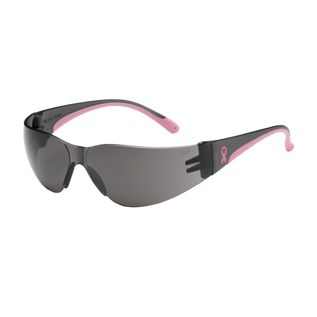Eva® Rimless Safety Glasses with Gray / Pink Temple, Gray Lens and Anti-Scratch Coating