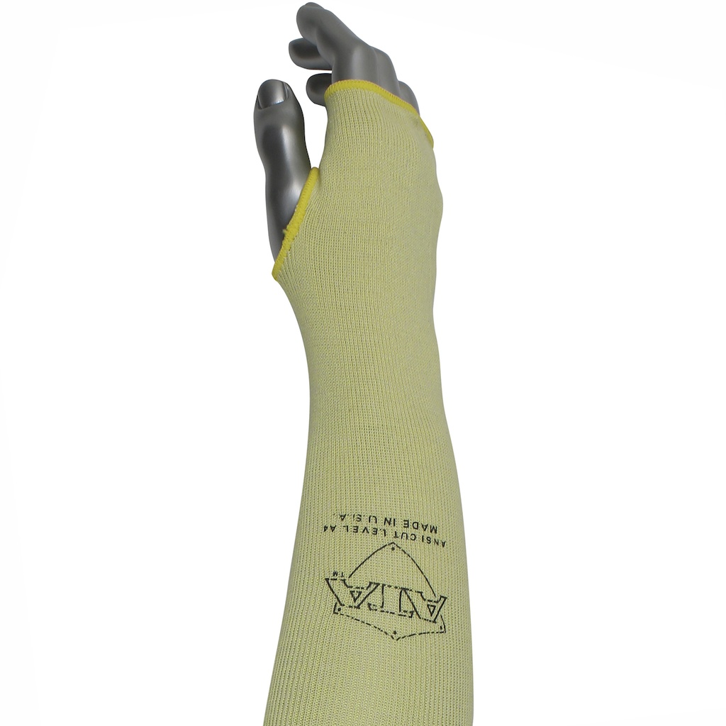 Single-Ply ATA Sleeve with Cotton Plating, ANSI A4 Cut Resistance, 18" With Thumbhole