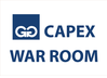 Custom Sign, 14H X 20W Navy Letters with Clear Adhesive Vinyl, "CAPEX WAR ROOM" Double GG Logo