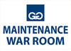 Custom Sign, 14H X 20W Navy Letters with Clear Adhesive Vinyl, "MAINTENANCE WAR ROOM" Double GG Logo