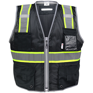 [SA-GLO-067K] FrogWear® HV Black Enhanced Visibility Surveyors Safety Vest