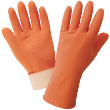 Unsupported Orange 18-Mil Flock-Lined Latex Diamond Pattern Grip