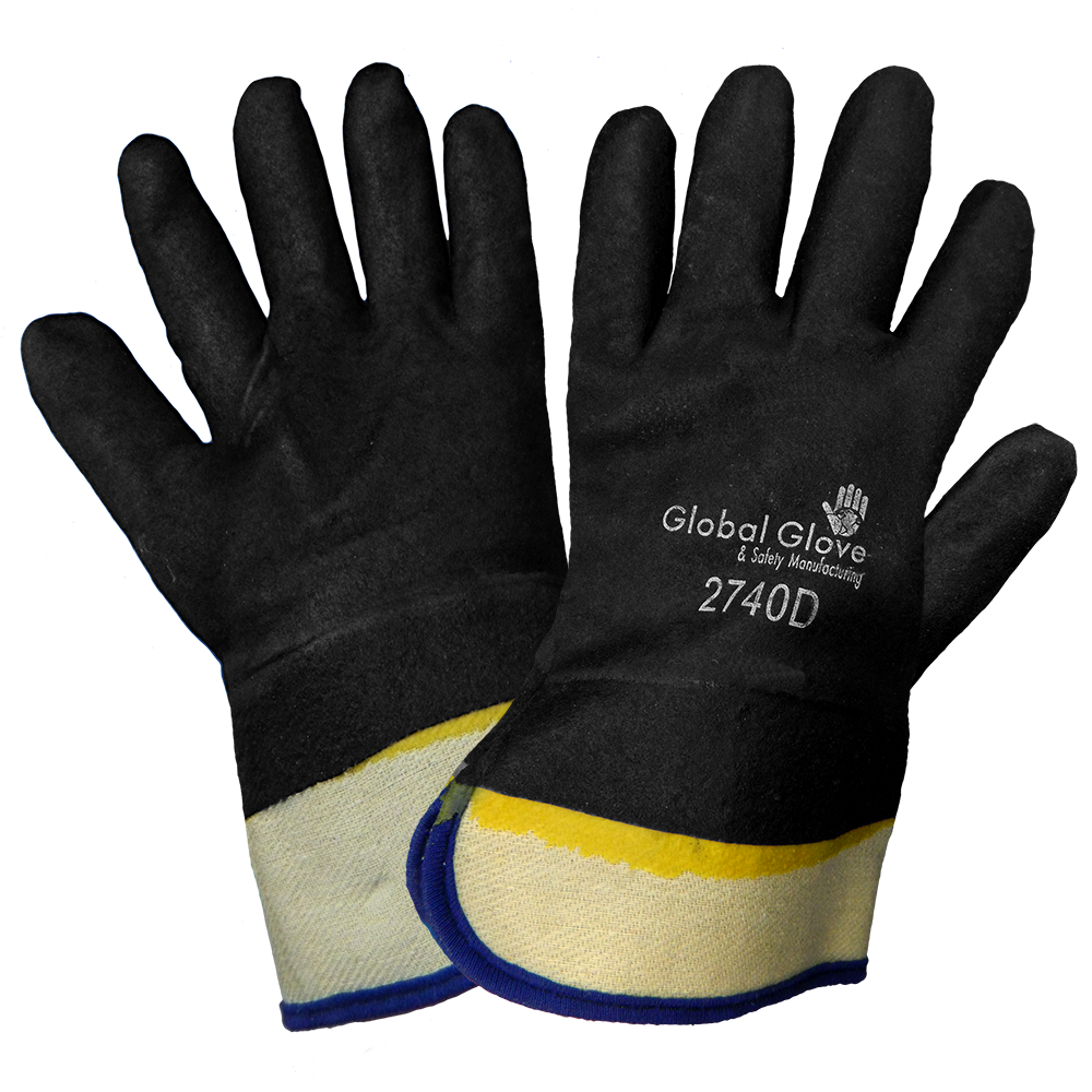 PVC Double-Dipped Chemical Handling Gloves with Jersey Shell