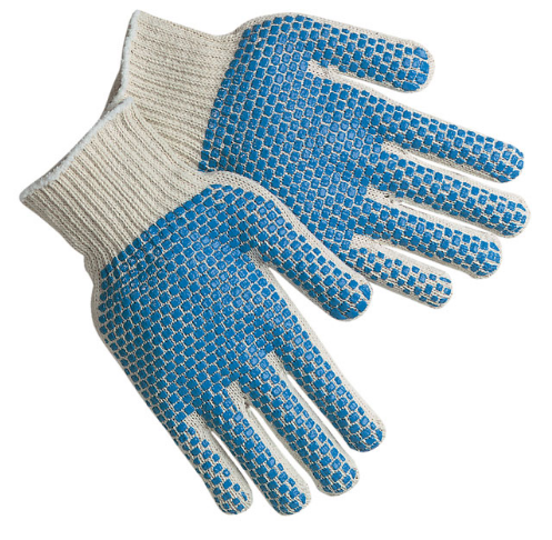 [A-115/B-115] Cotton/Poly Glove w/Blue PVC Blocks on 2-Sides