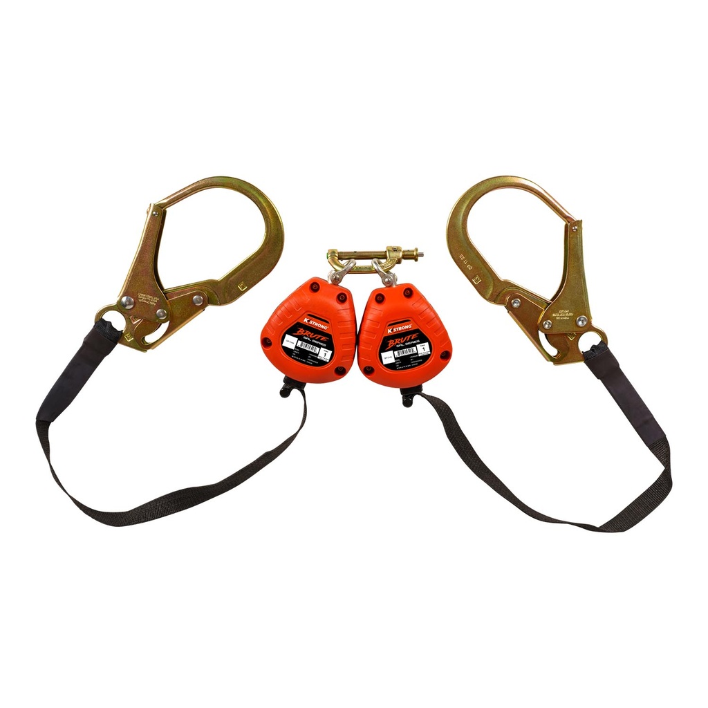 KStrong® BRUTE™ Dual 9 ft. SRL with Hi-Abrasion Resistant Webbing, Forged Rebar Hooks and dorsal connector (ANSI)