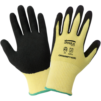 [A-CR588MFY] Samurai Cut Resistant Mach Finish Nitrile Dip, A3, Yellow
