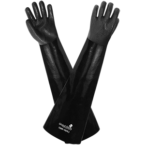 Premium Double-Dipped Shoulder Length PVC Chemical Handling Gloves (XL)