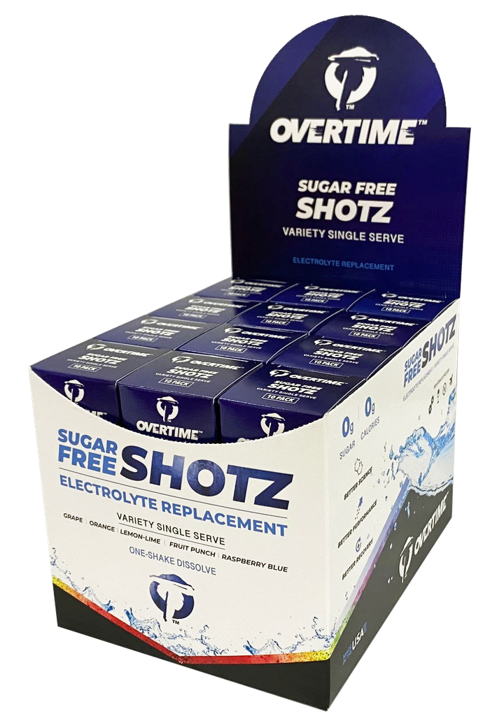 Overtime™ Electrolyte Replacement, Single Serve Shotz Sugar-Free, 10/PK, 24 Packs Per Case