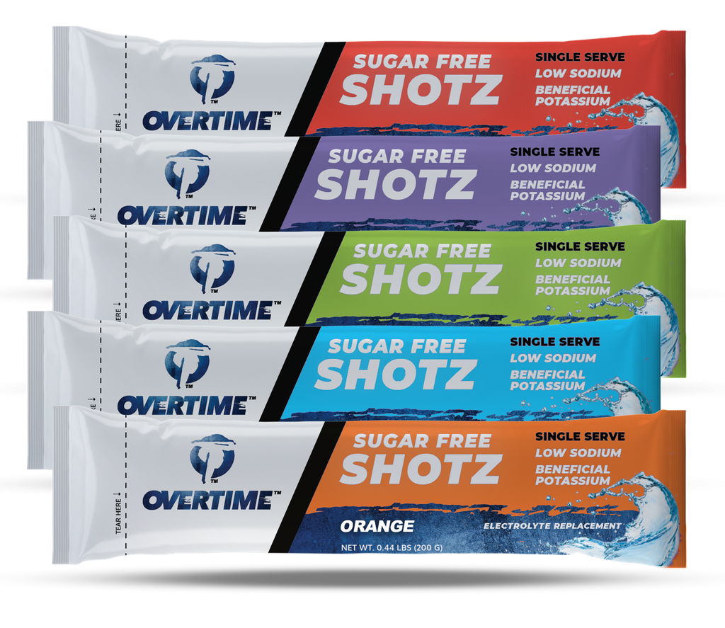 [SP-OT-55-400VP] Overtime™ Single Serve Shotz Electrolyte Replacement for 16.9 fl oz Bottle 80 Each/PK, 5 PK/CS