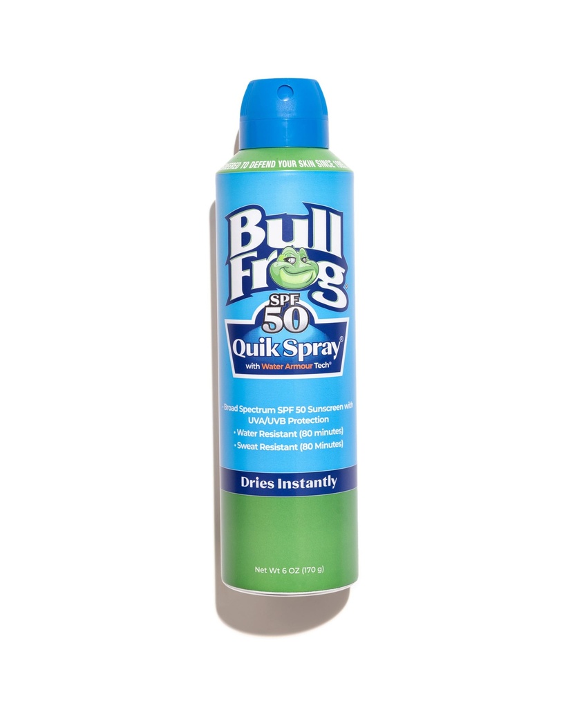 Bullfrog SPF 50 Sunscreen Quick-Dry Spray, Water and Sweat Resistant, 5.5 oz. (6/CS)