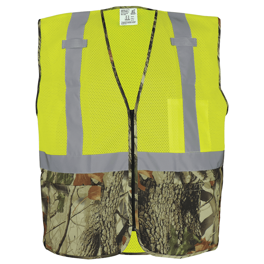 [SA-GLO-020] FrogWear® HV High-Visibility Yellow/Green Safety Vest with Camouflage Bottom