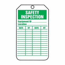 Safety Inspection Cards, Card Stock Material, 25 each per pack