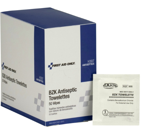 [FA-10-12-180] BZK Antiseptic Wipes, 50/Box