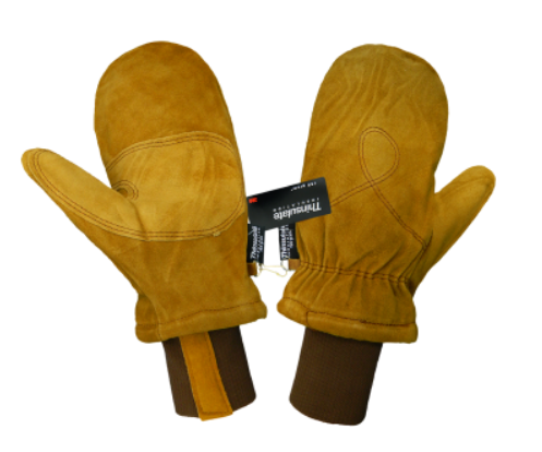 [A-594MIT-L] Premium Split Cowhide Leather Freezer Mittens with Reinforced Palm, Size L
