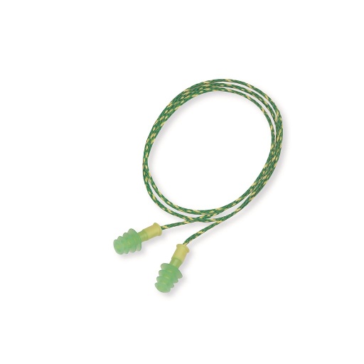 [HP-FUS30S-HP] Fusion® Multiple-Use Earplug, Thermoplastic Elastomer, Green, Corded