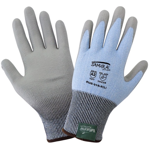 [A-PUG-918] Samurai Glove® Light Blue 18-Gauge Tuffalene® Platinum Polyurethane Coated Cut Glove