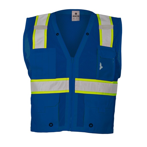 [SA-B102] Enhanced Visibility Multi-pocket Mesh Blue Vest